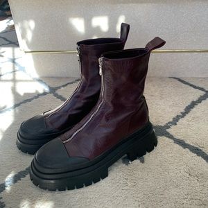 Zara Leather Lug Sole Zip Boot